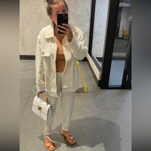 Zara tweed oversized shirt jacket